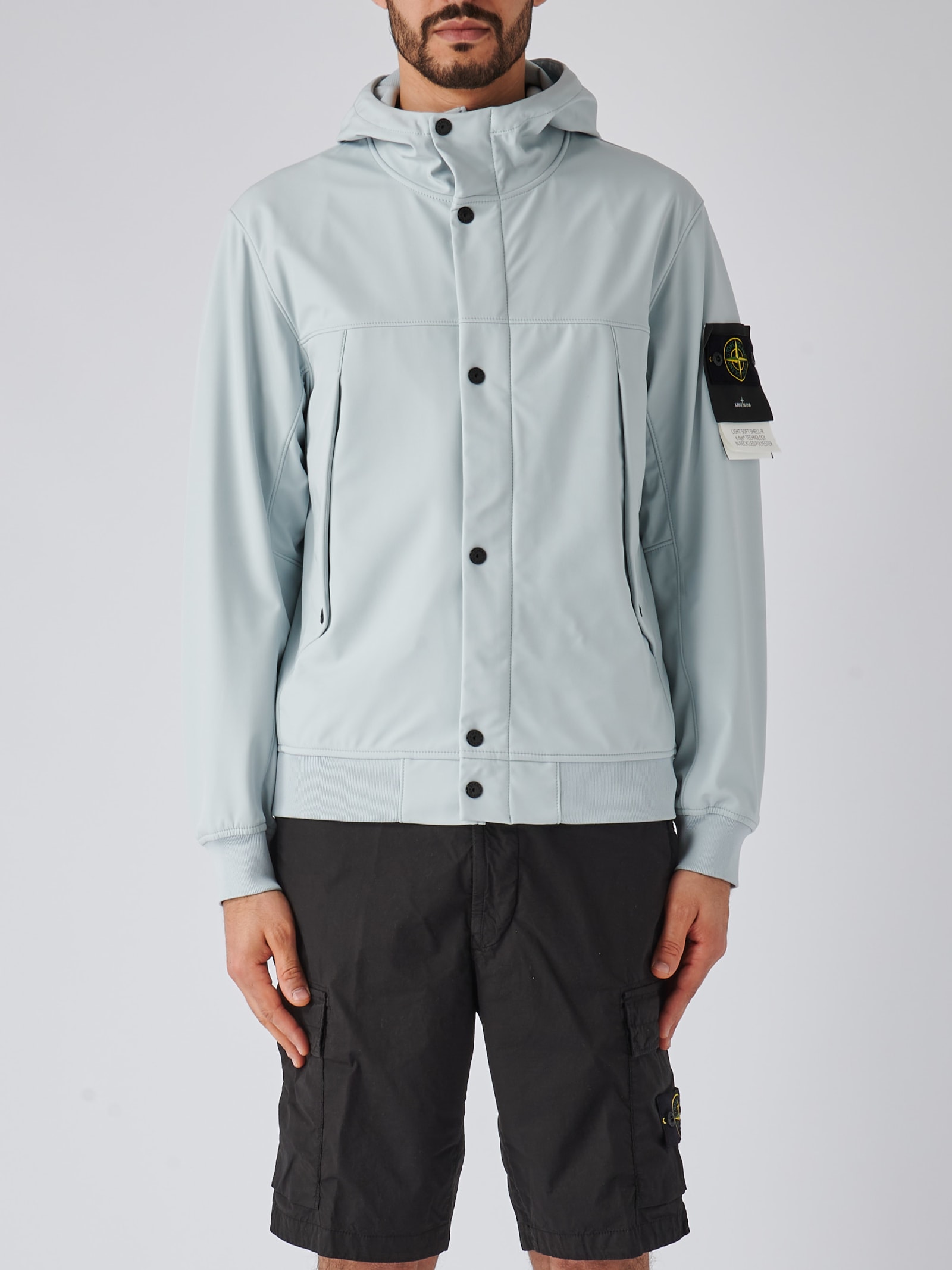 Stone Island Light Soft Shell-r Technology Jacket In Cielo