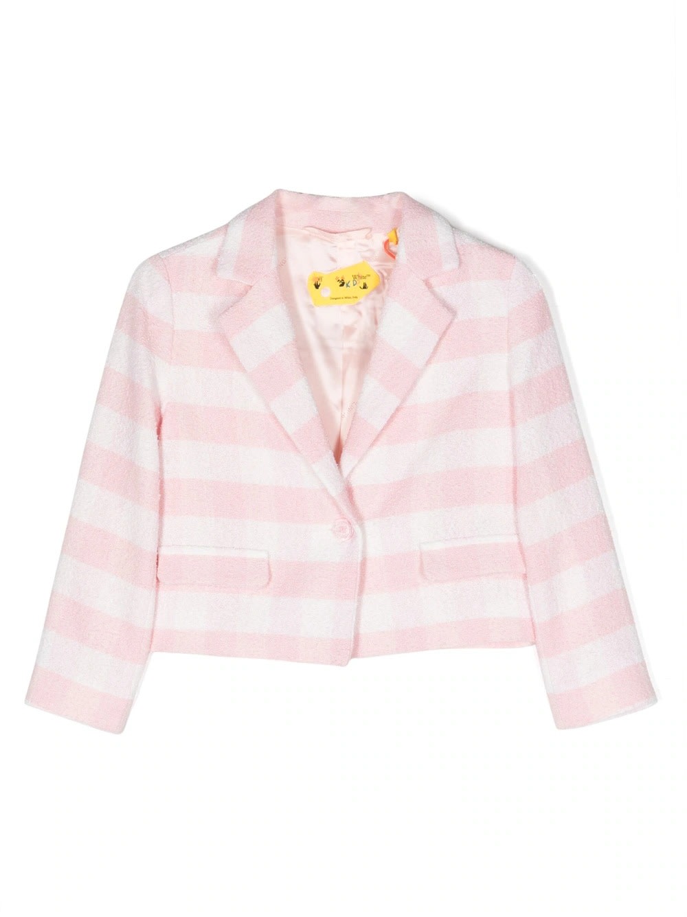 OFF-WHITE PINK AND WHITE GINGHAM CHECK BLAZER