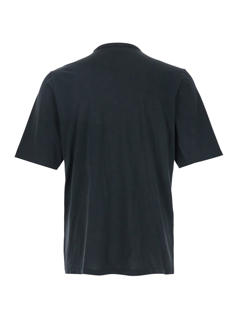 Saint Laurent Dark Grey T-shirt With Logo Lettering On The Front Tone-on-tone In Cotton Man In Black