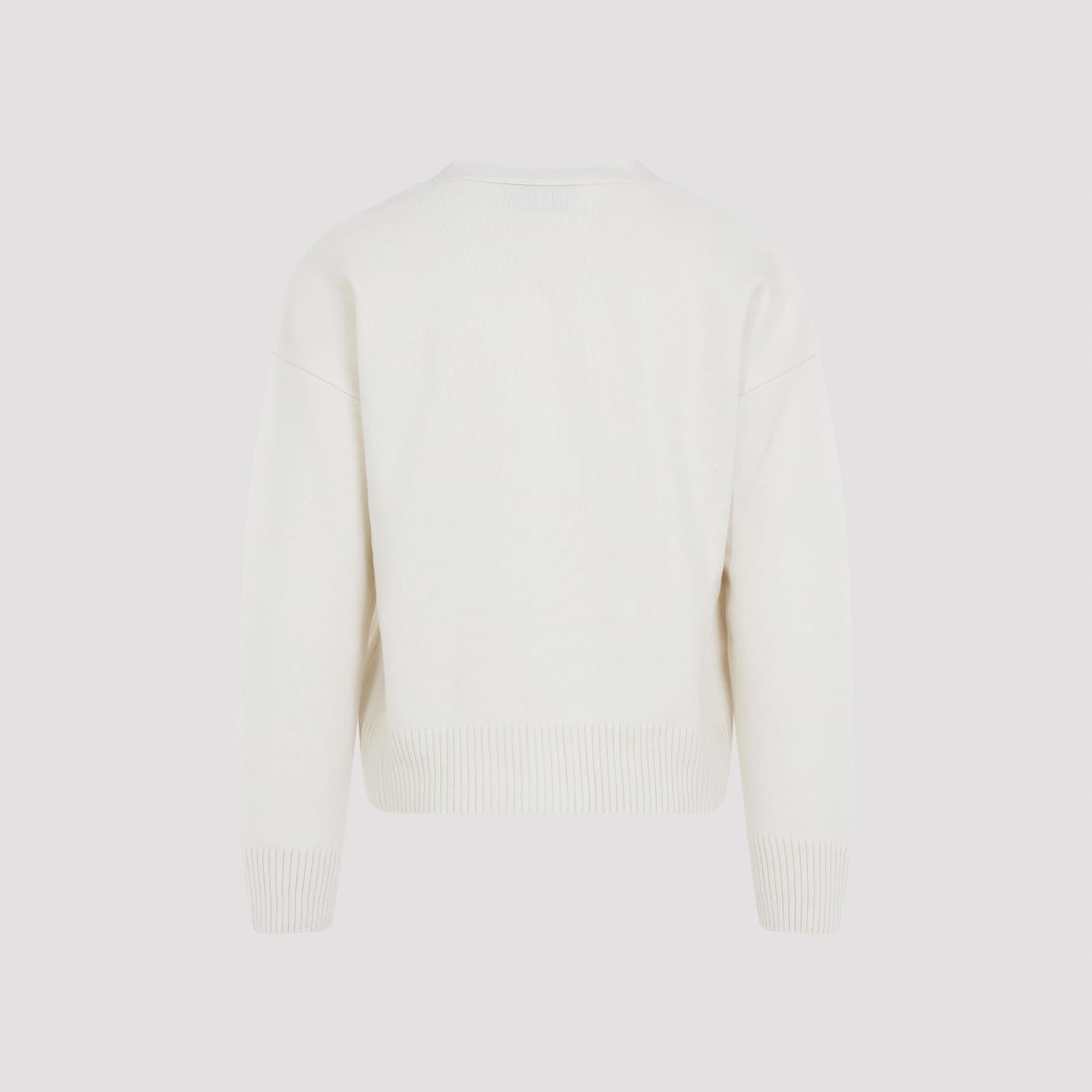 Ami Alexandre Mattiussi V-neck Cardigan With Ribbed Cuffs And Hem In White