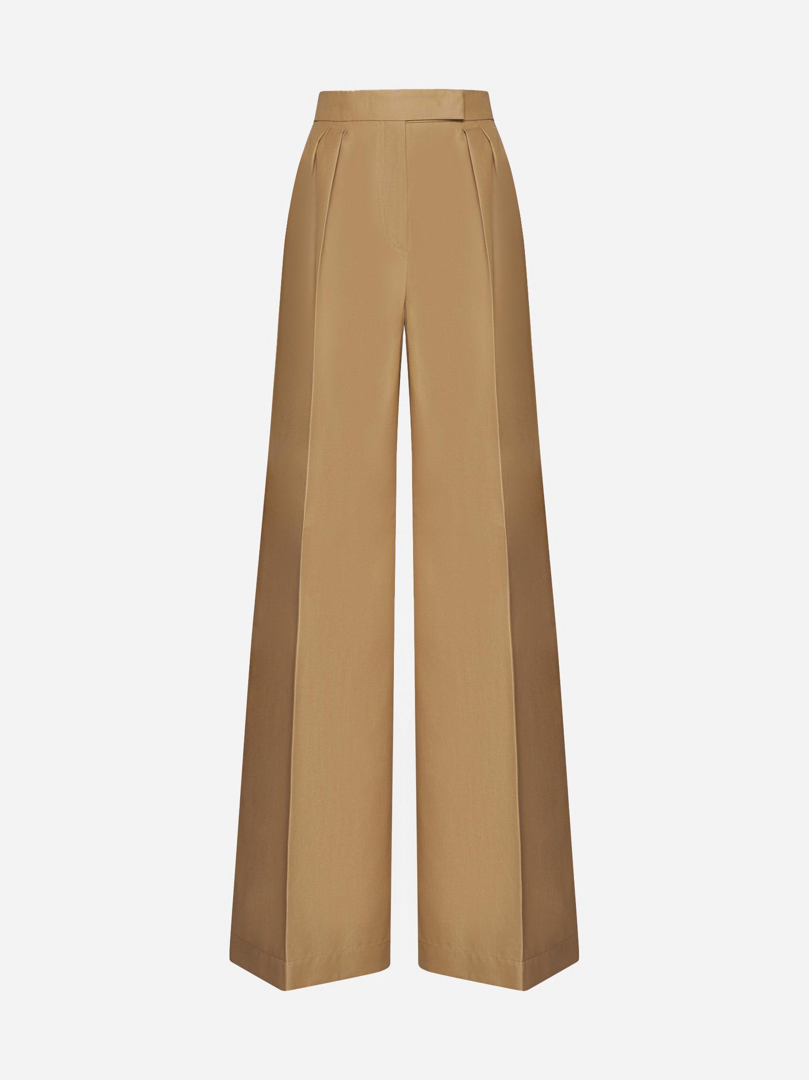 Shop Max Mara Corte Cotton Trousers In Neutrals