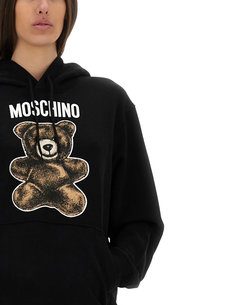 Moschino Teddy Bear Print Oversized Hoodie In Black