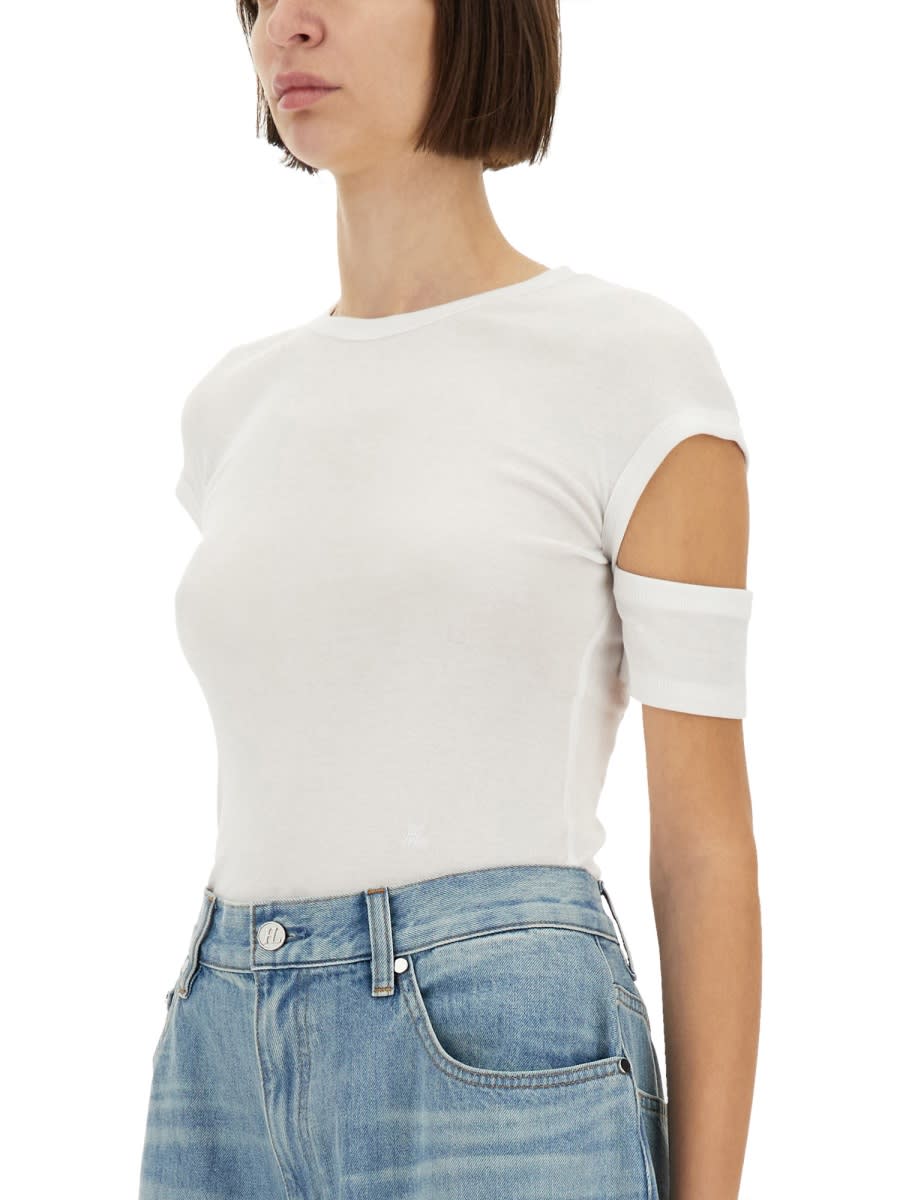 Helmut Lang "slashed Shrunken" T-shirt In White