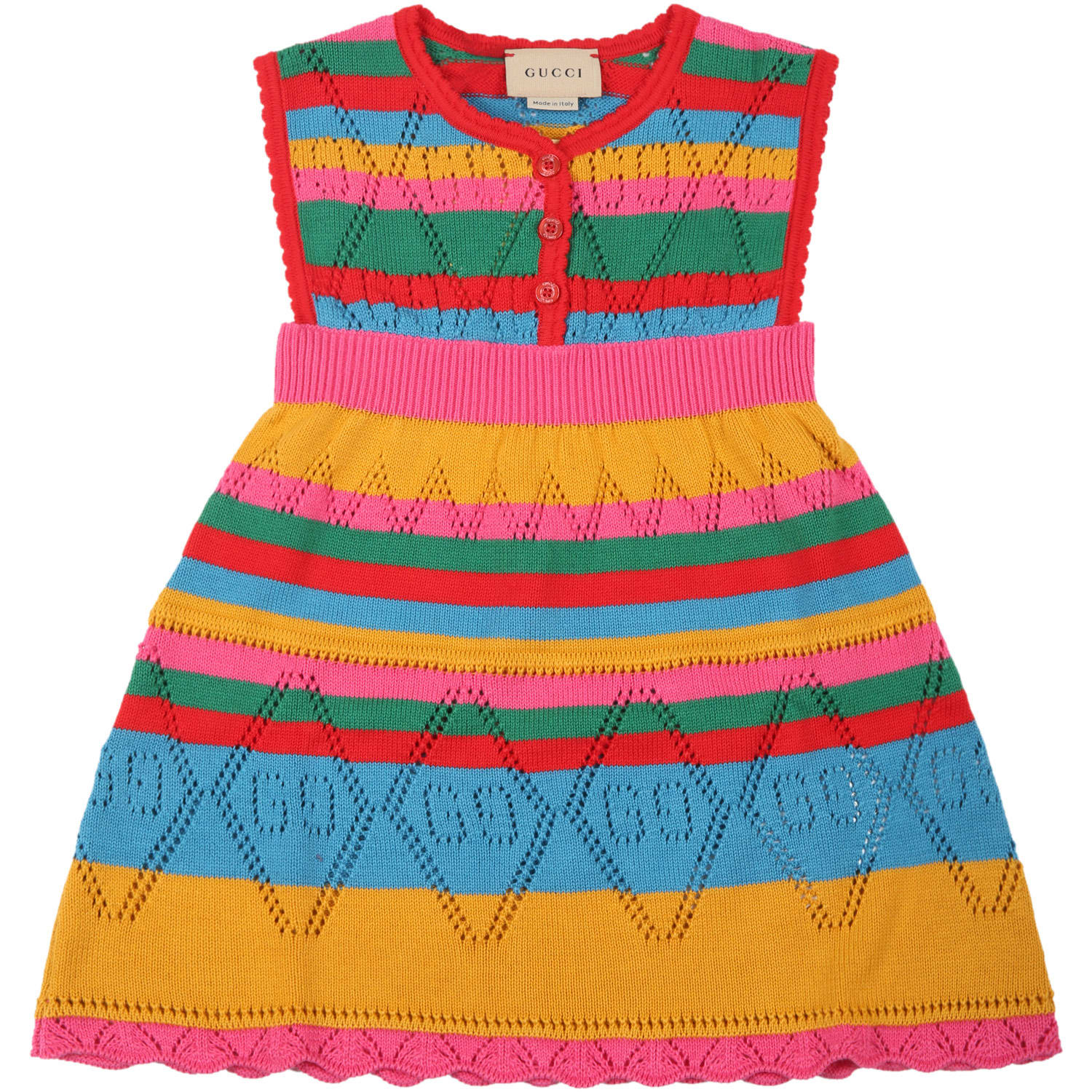 Gucci Multicolor Dress For Baby Girl With Iconic Gg