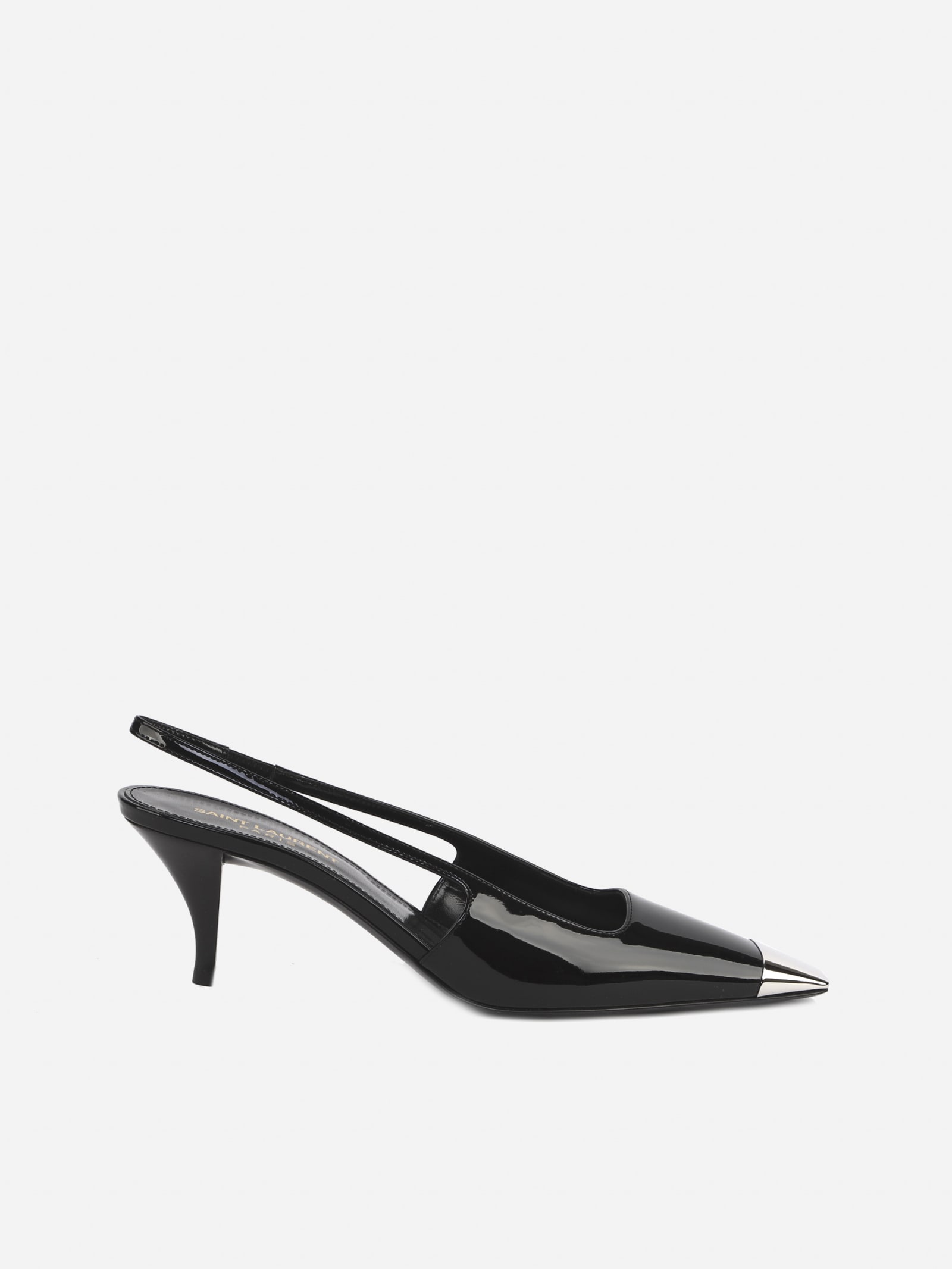 Buy Saint Laurent Patent Leather Slingback With Metal Tip online, shop Saint Laurent shoes with free shipping