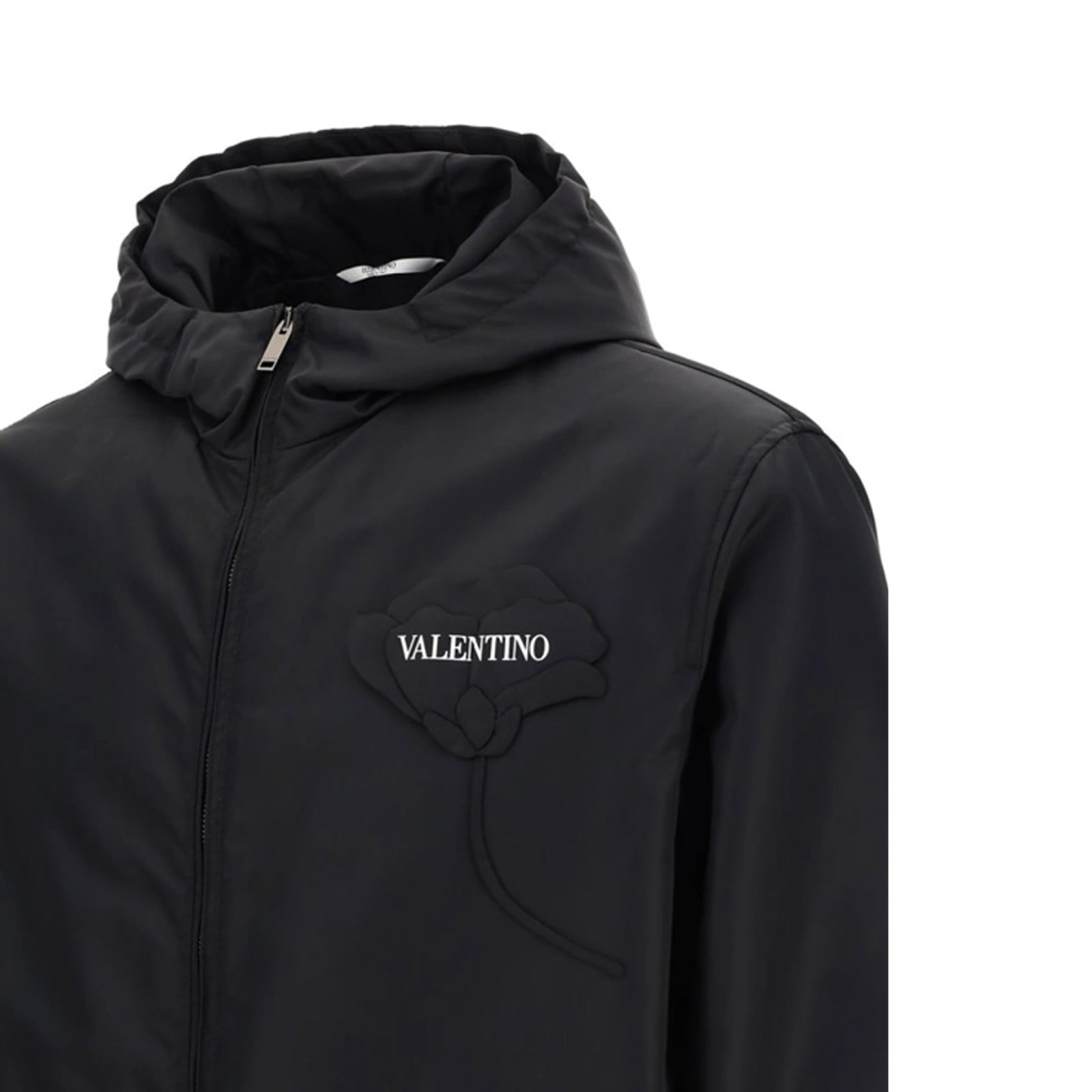 Shop Valentino Long Hooded Parka In Black