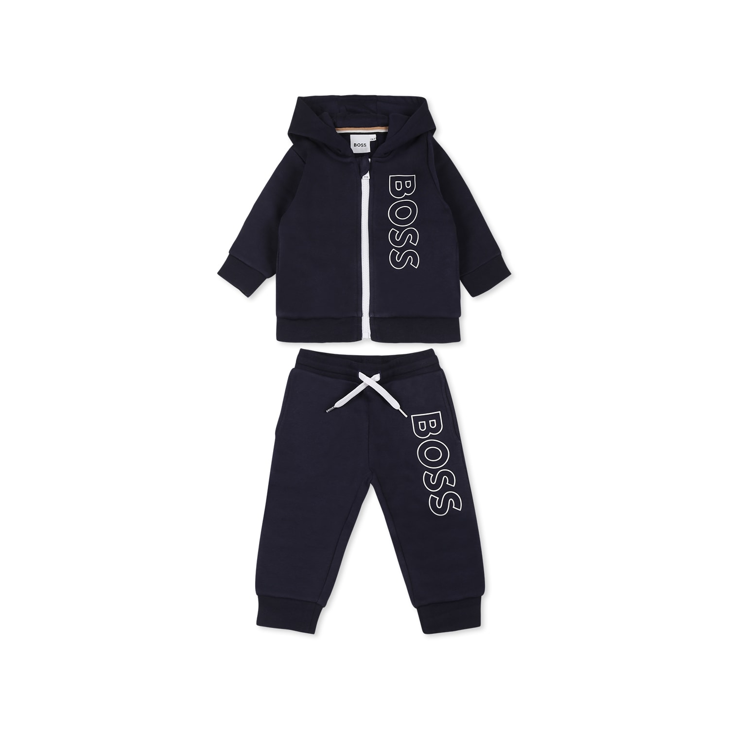 Hugo Boss Blue Suit For Baby Boy With Logo In Black
