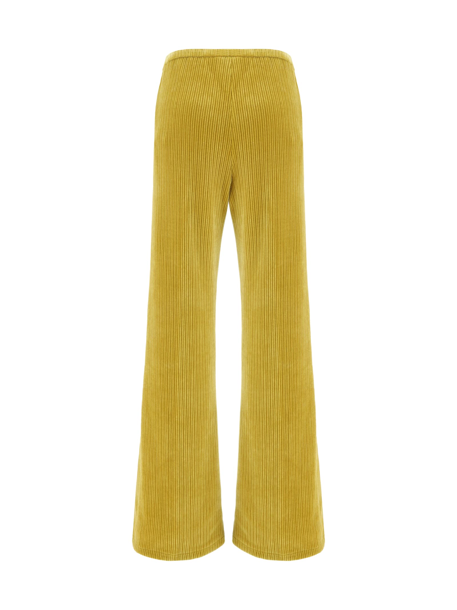 Shop Forte Forte Flared Velvet Knitted Trousers In Oil