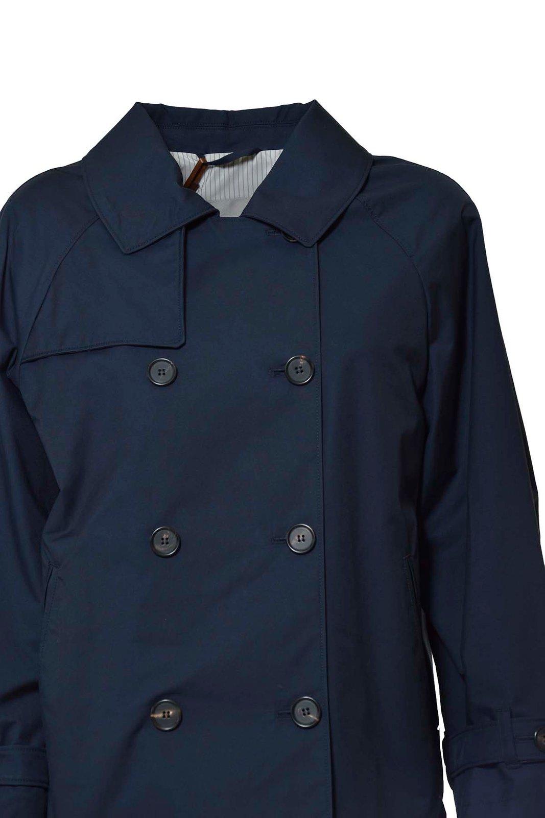 Shop Max Mara Double Breasted Oversized Trench Coat In Blu