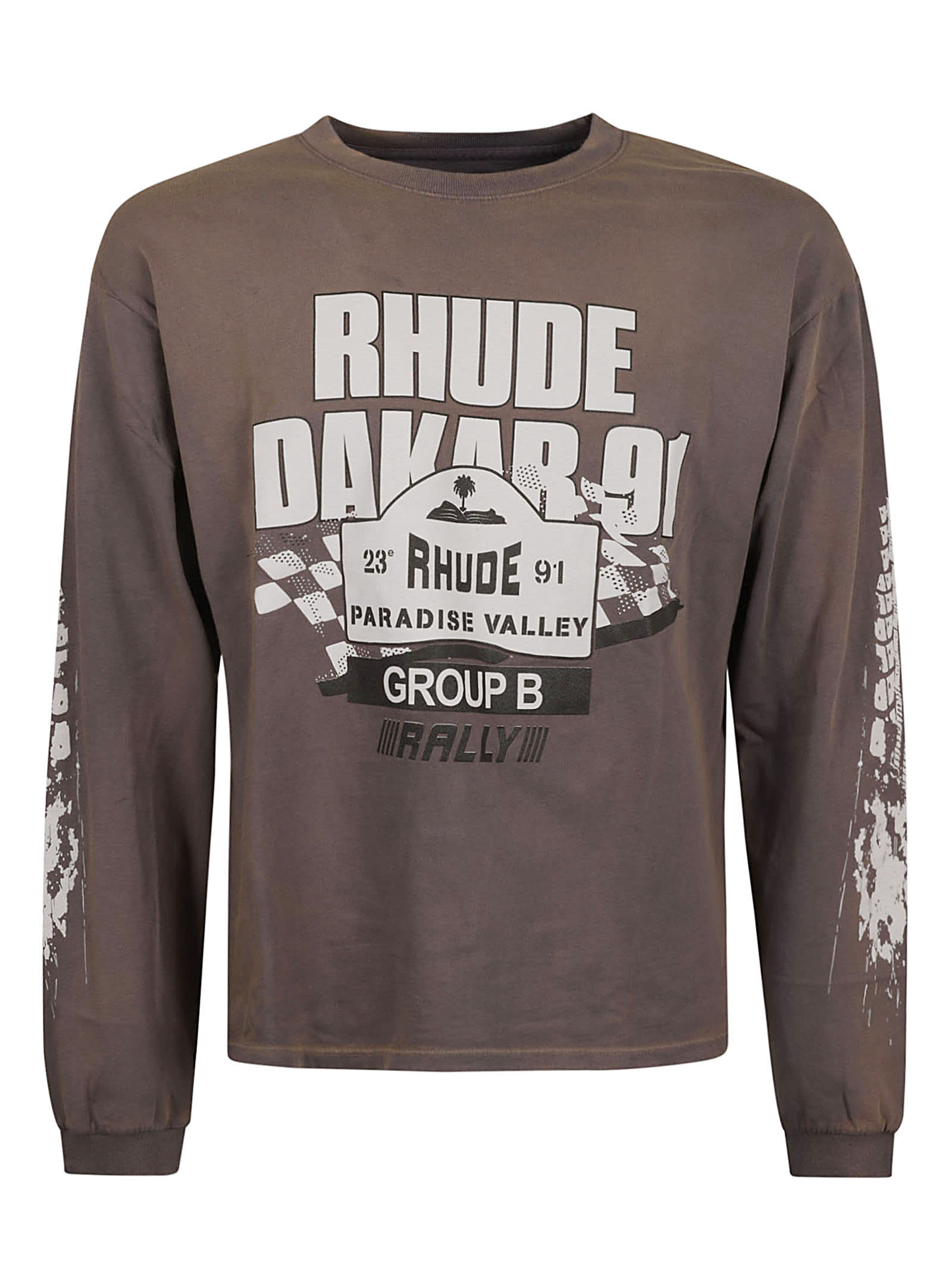 Shop Rhude Logo Print Sweatshirt In Vintage Grey