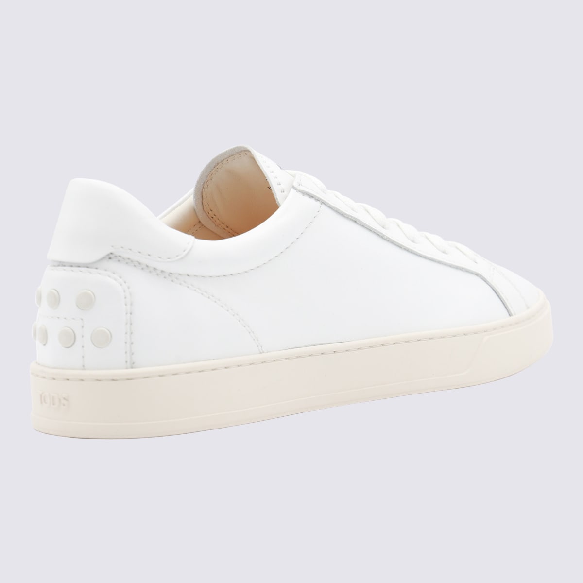 Shop Tod's White Leather Sneakers In Bianco
