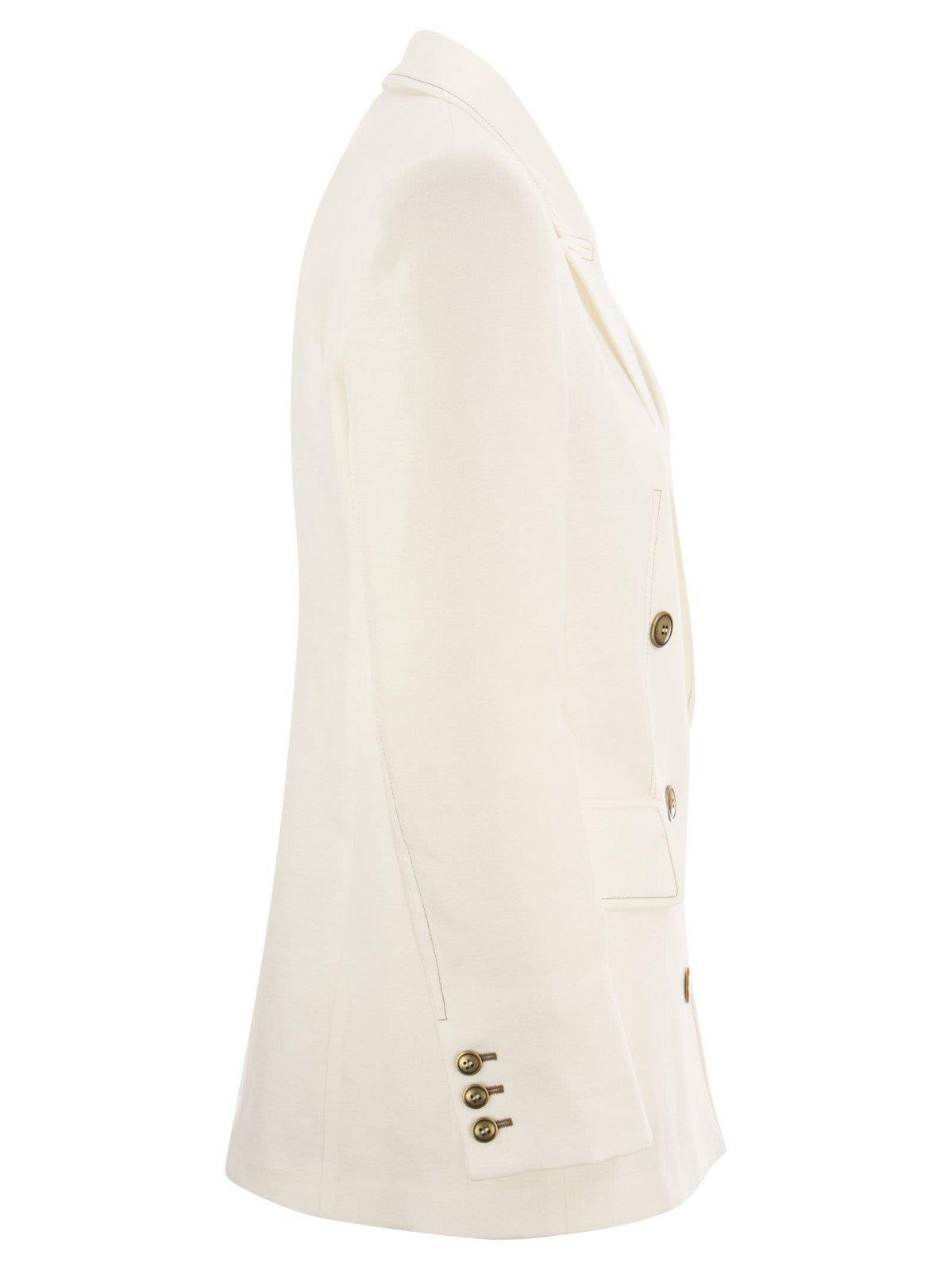 Max Mara Verace Double Breast Linen Blazer In Bianco