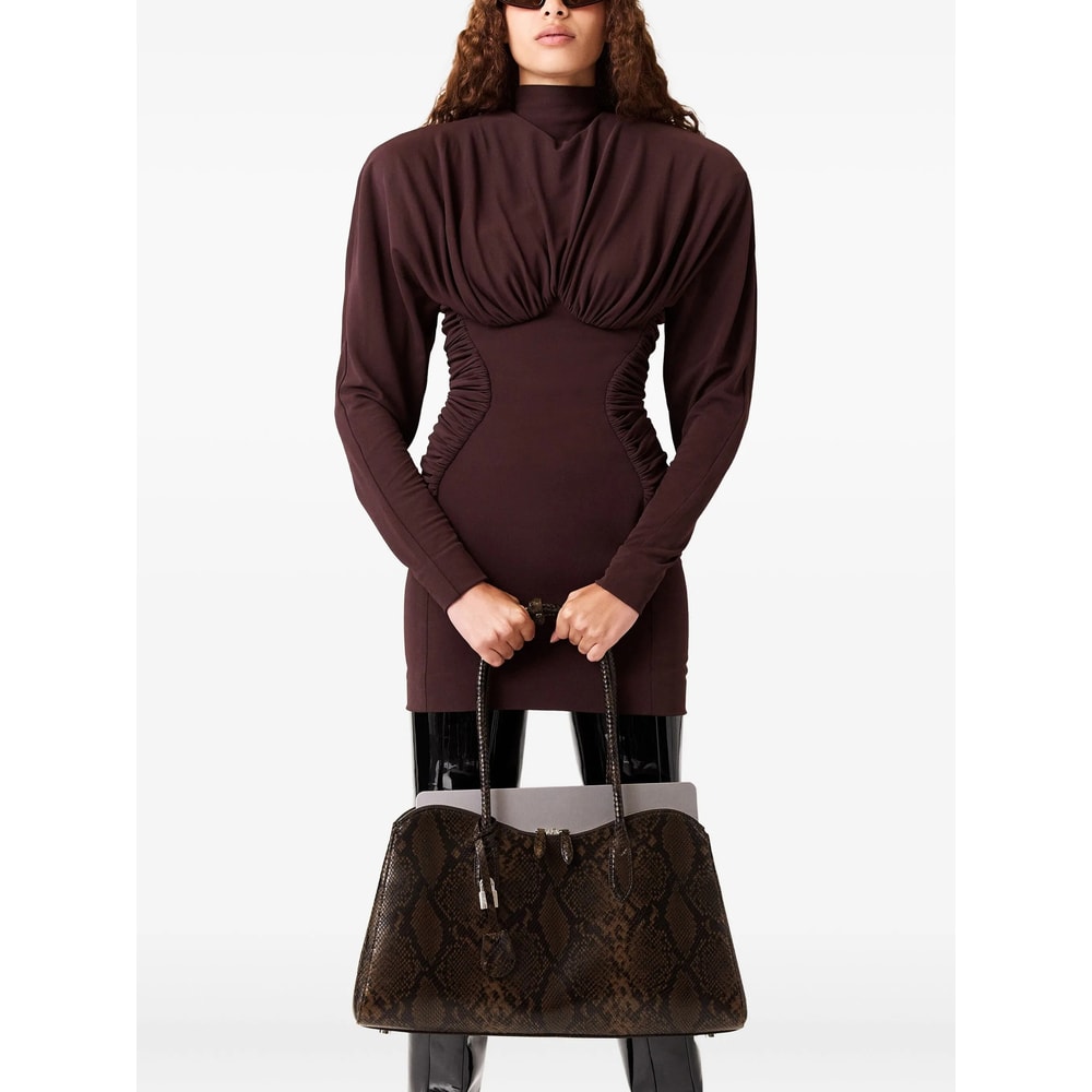 Stella Mccartney Pleated Mini Dress In Brown