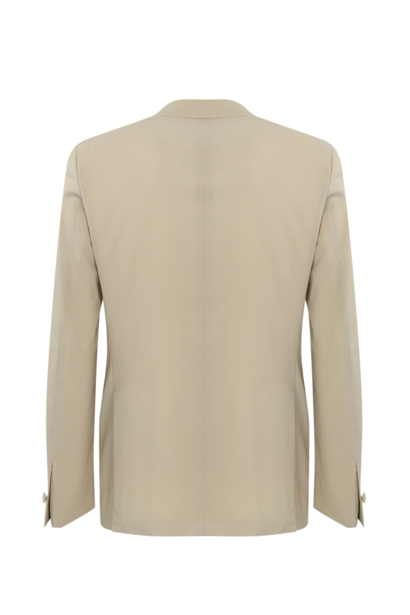 Corneliani Double-breasted Wool Jacket In Beige