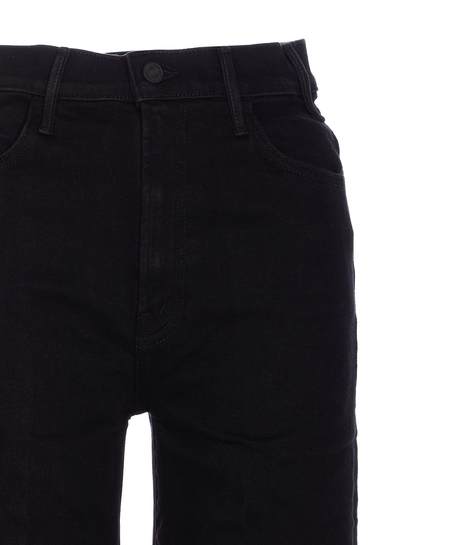 Mother Black Stretch Denim The Roller Jeans In Black