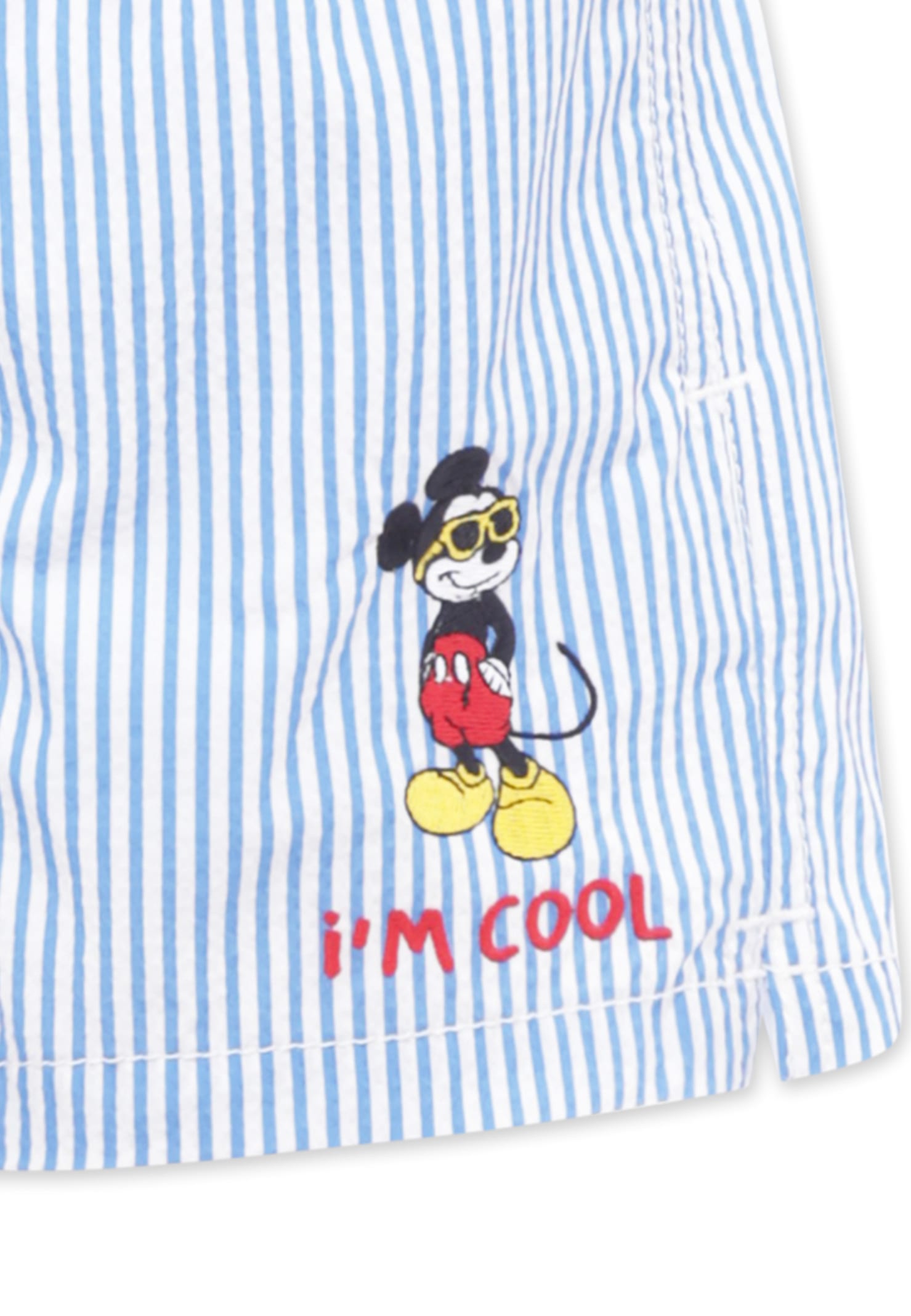 Mc2 Saint Barth Light Blue Swim Shorts For Boy With Mickey Mouse In Multi