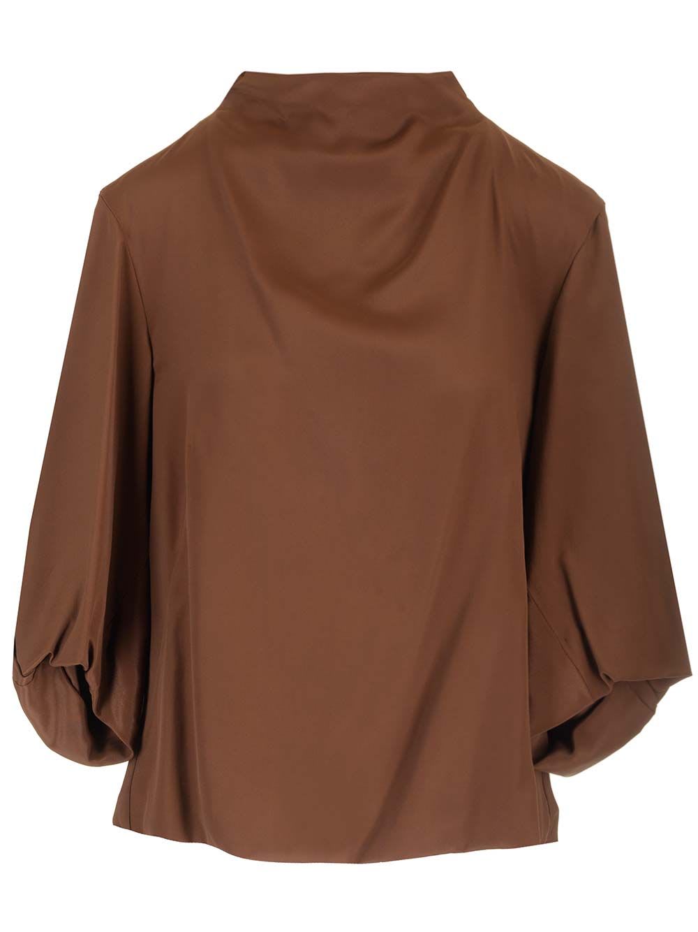 Shop Dries Van Noten Crepe Blouse In Brown