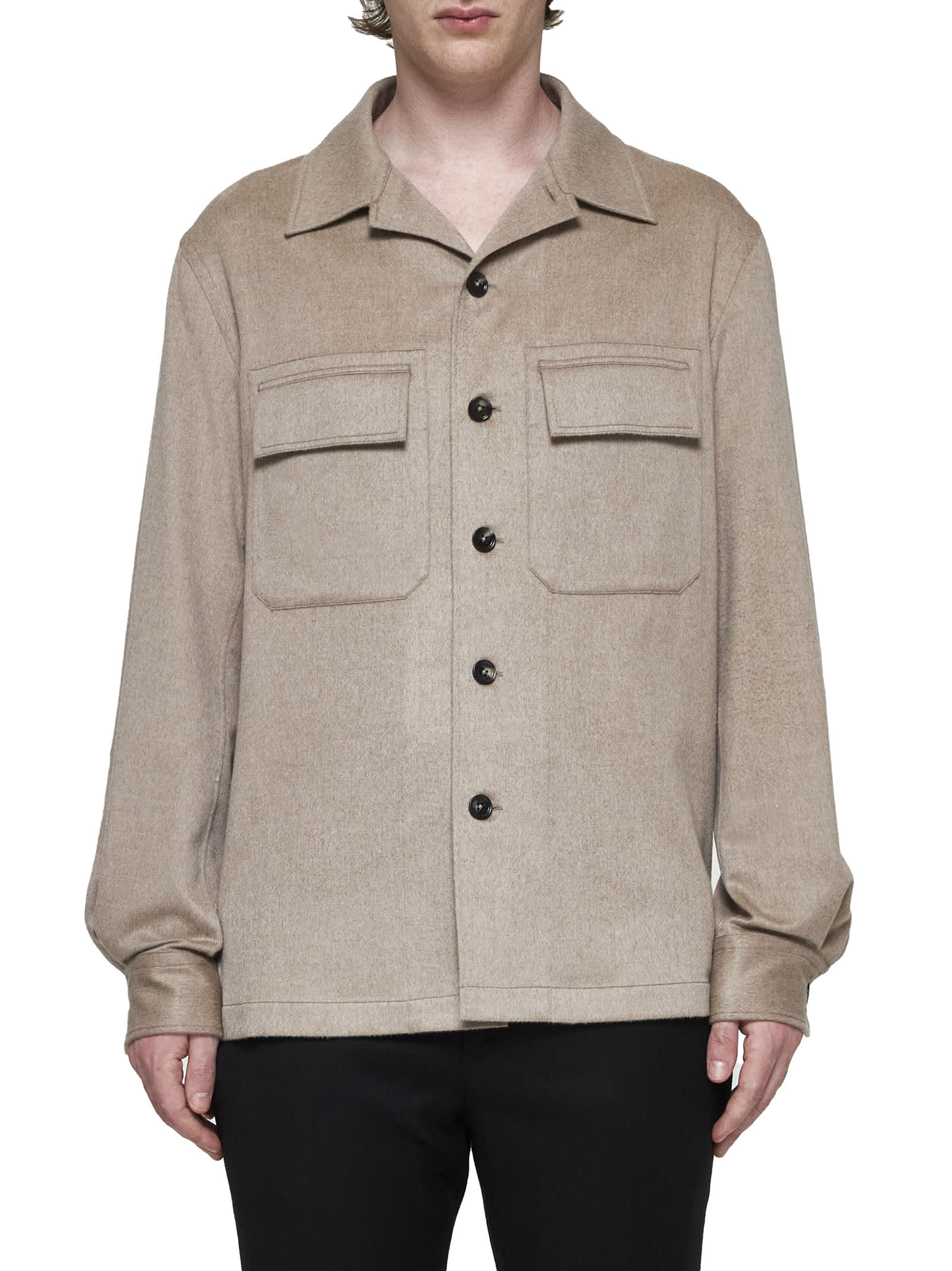 Shop Zegna Shirt In Beige Medio Unito