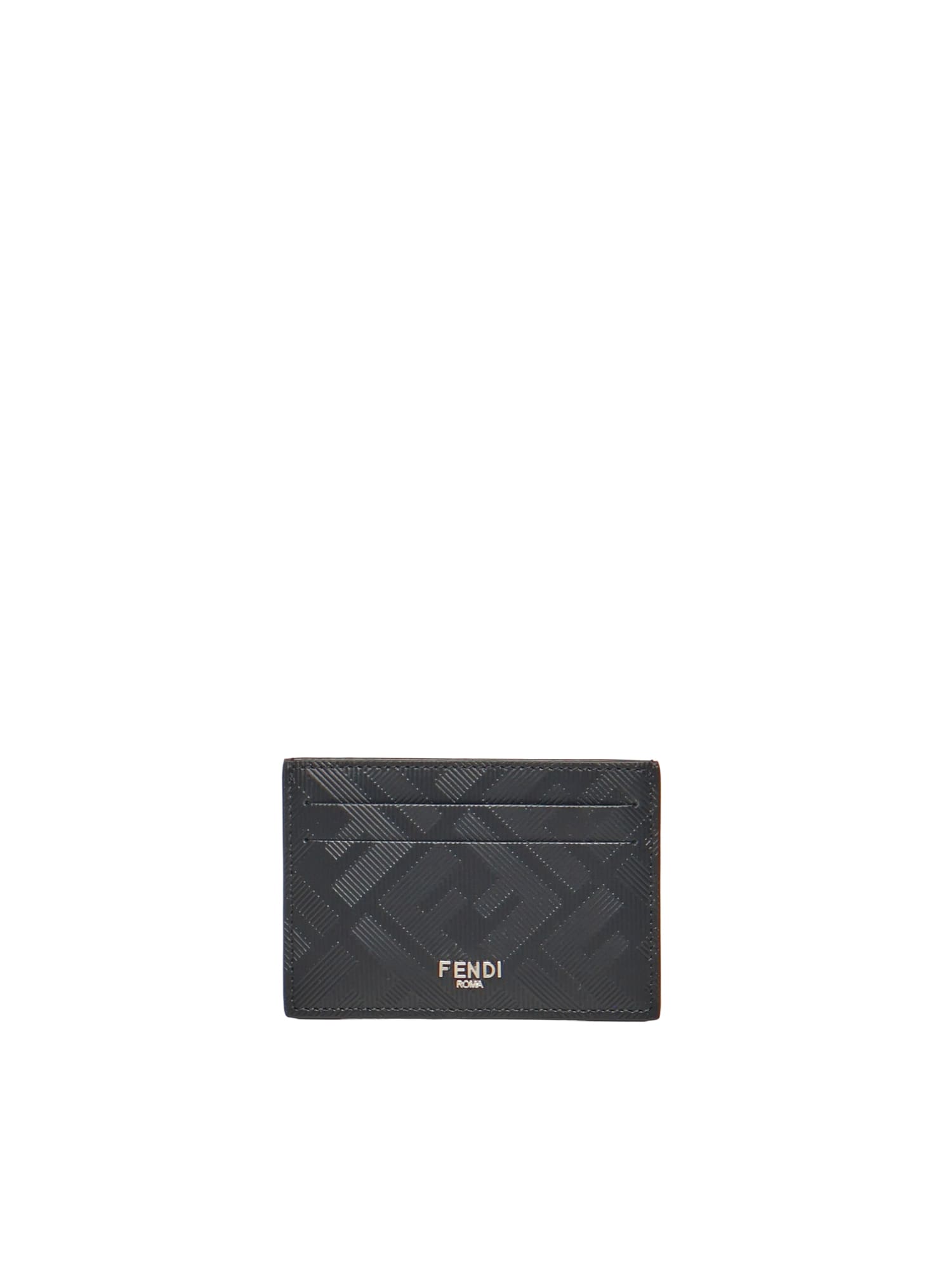 Fendi Shadow Slim Card Holder In Black