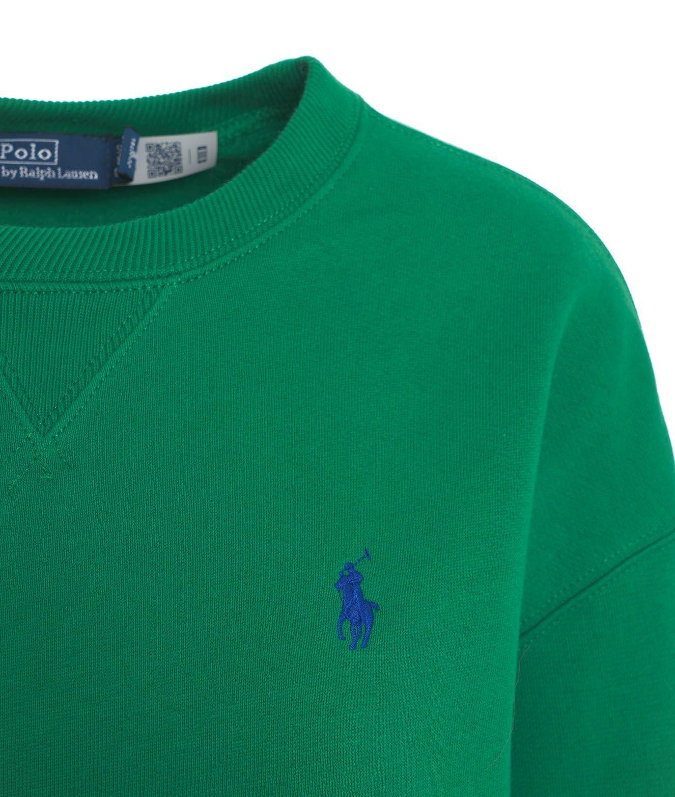 Shop Polo Ralph Lauren Fleece Crewneck Sweatshirt In Verde