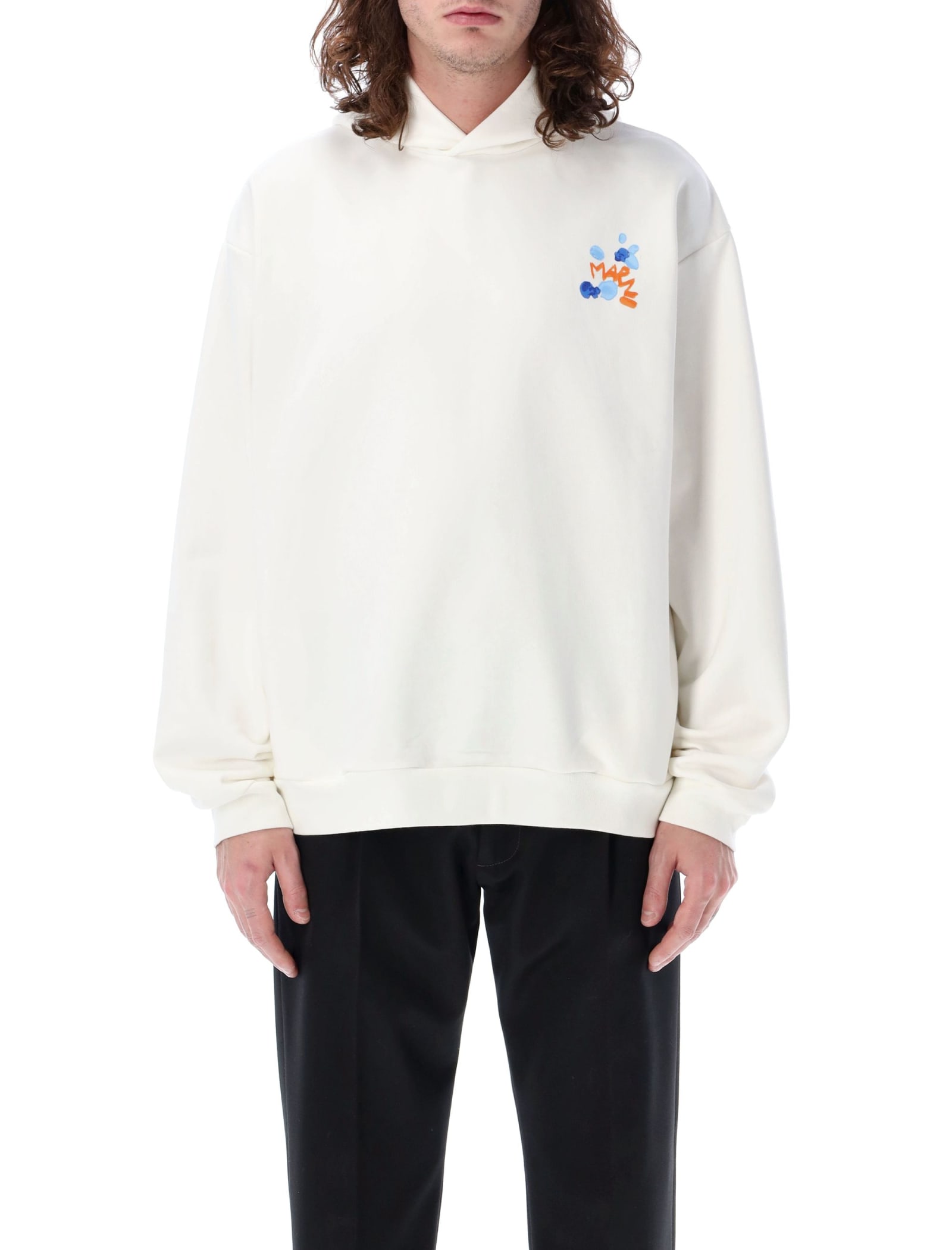 Shop Marni Cotton Hoodie In White