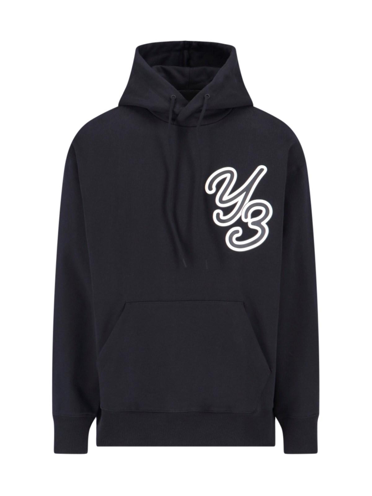 Shop Y-3 Logo Hoodie In Black