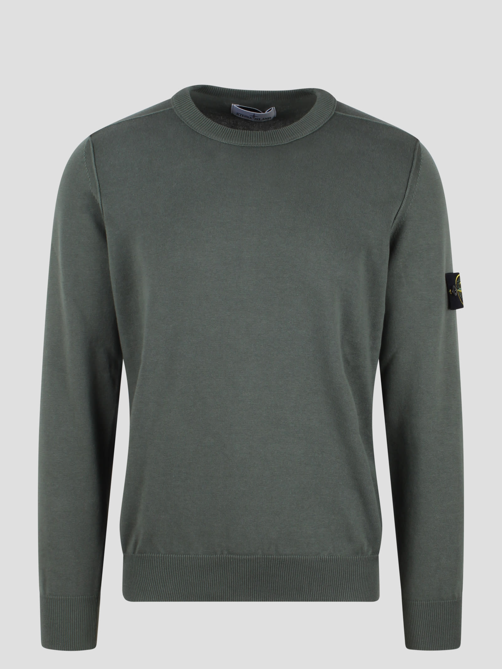 Shop Stone Island Badge Logo Sweater In Green