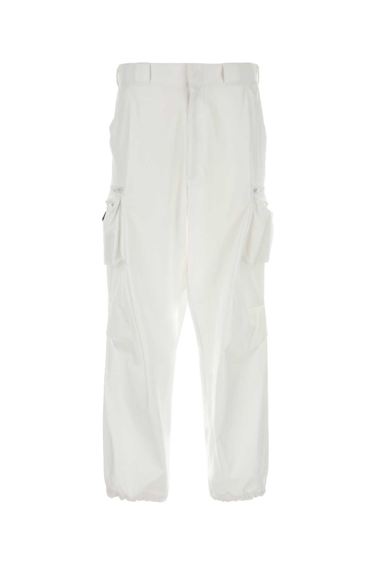 Shop Prada White Cotton Cargo Pant In Bianco