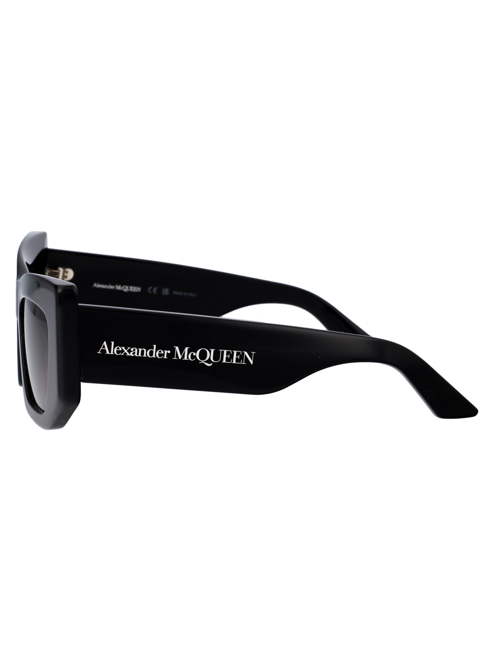 Shop Alexander Mcqueen Am0448s Sunglasses In 001 Black Black Grey