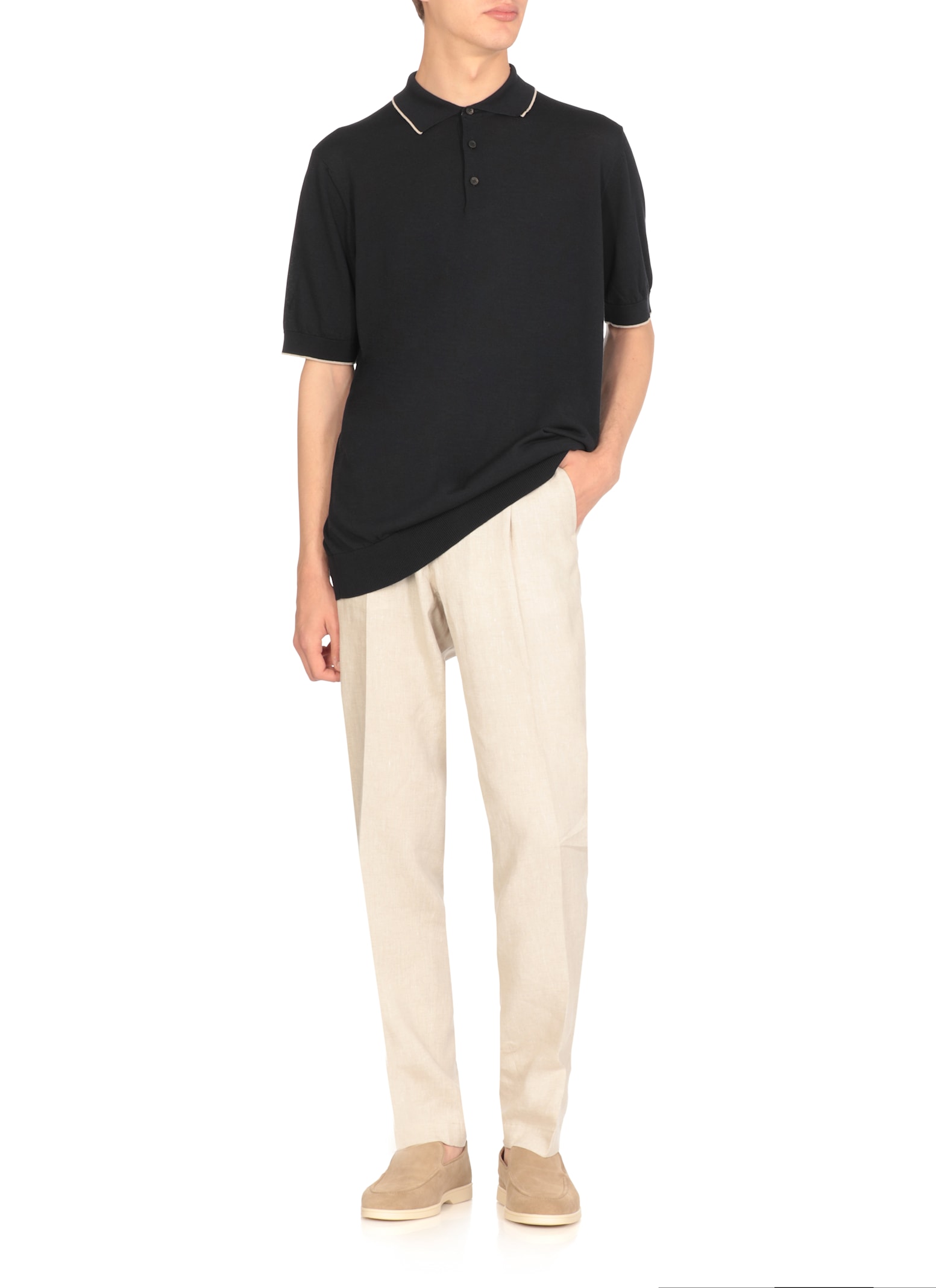 Peserico Cotton Polo Shirt In Black