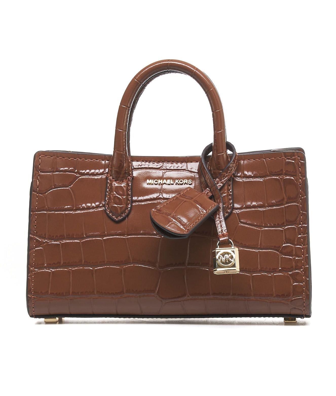 Shop Michael Kors Scarlett Extra-small Embossed Crossbody Bag In Chestnut