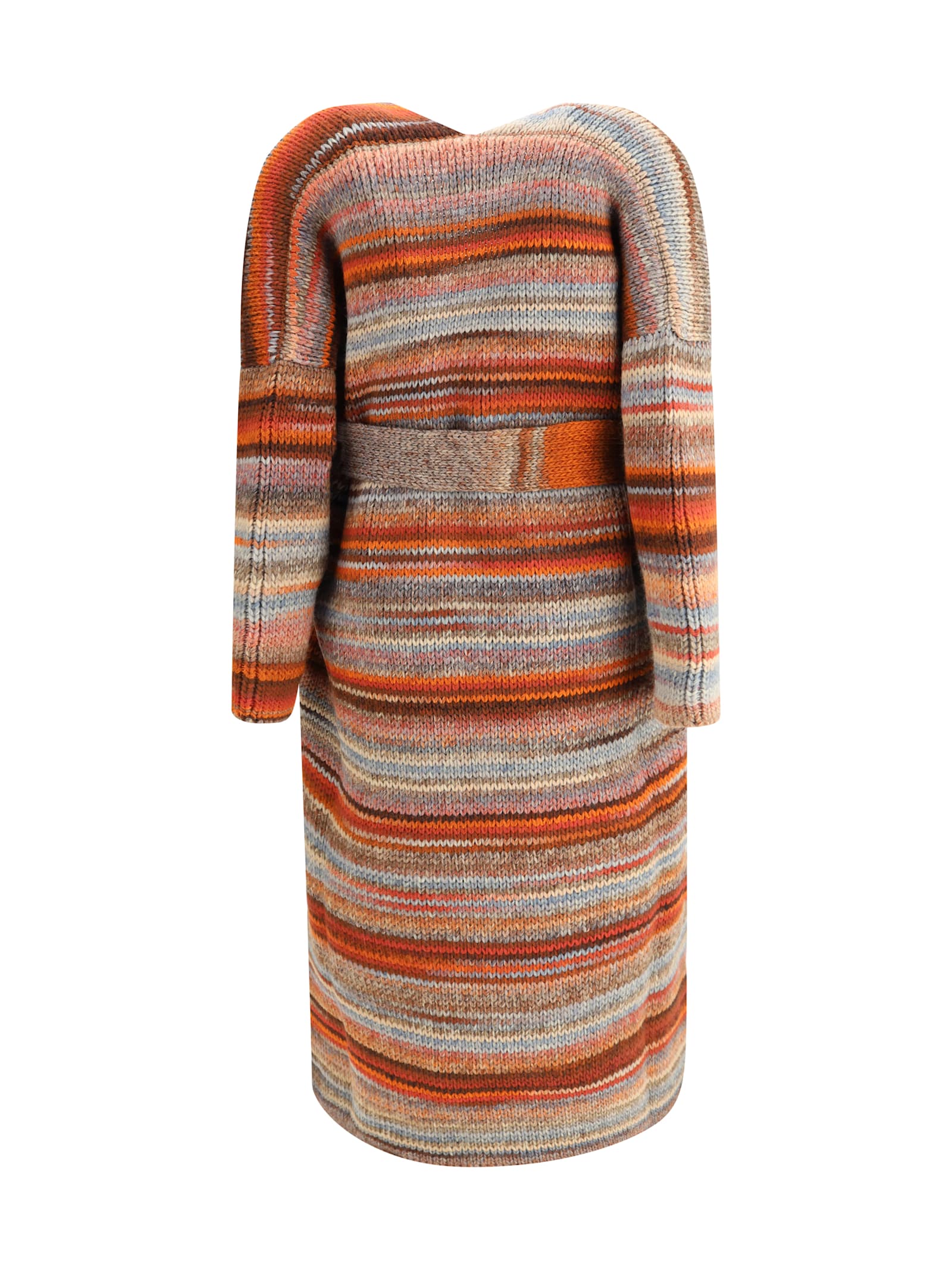 Ella Long Belted Sweater In Multi