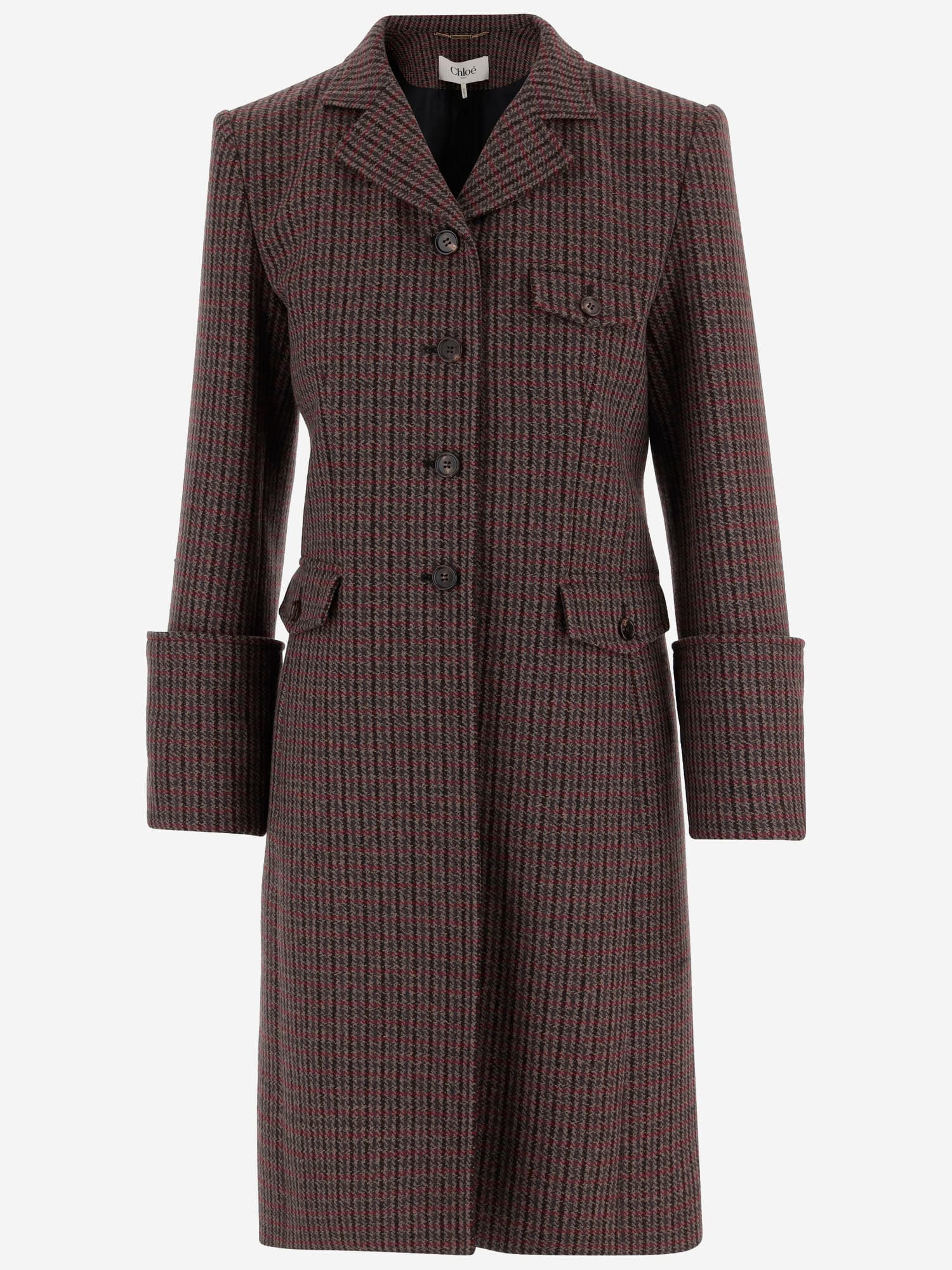 Chloé Single-breasted Wool Blend Riding Coat In Brown