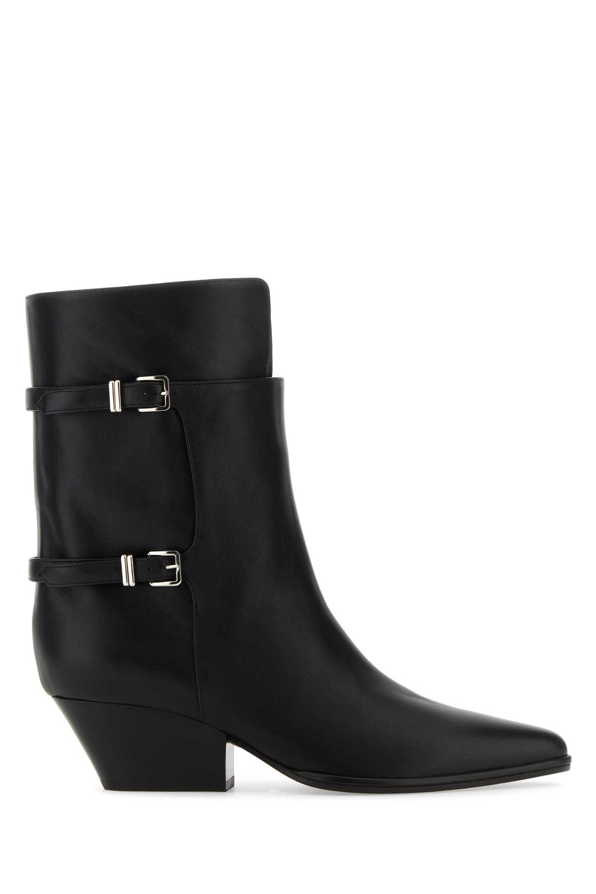 Black Leather Thalestris Ankle Boots