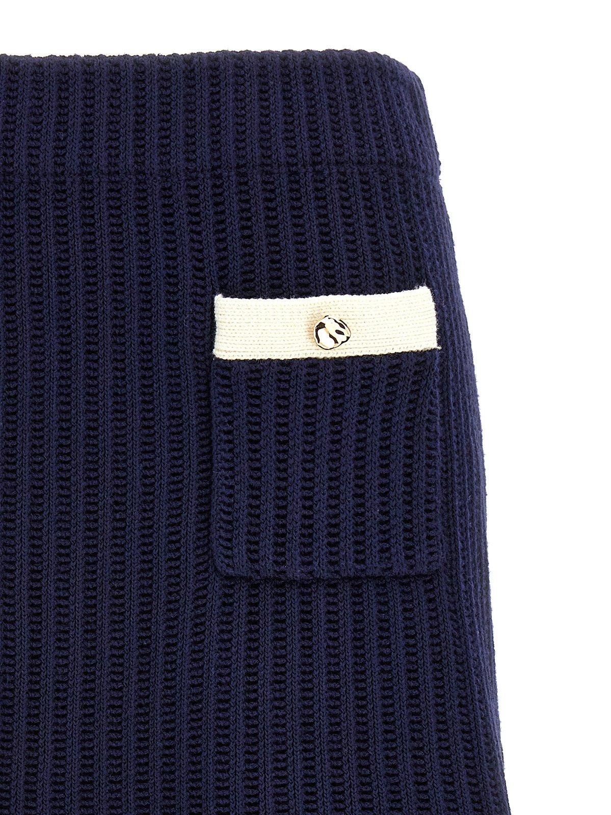 Self-portrait Crochet Mini Skirt In Blue