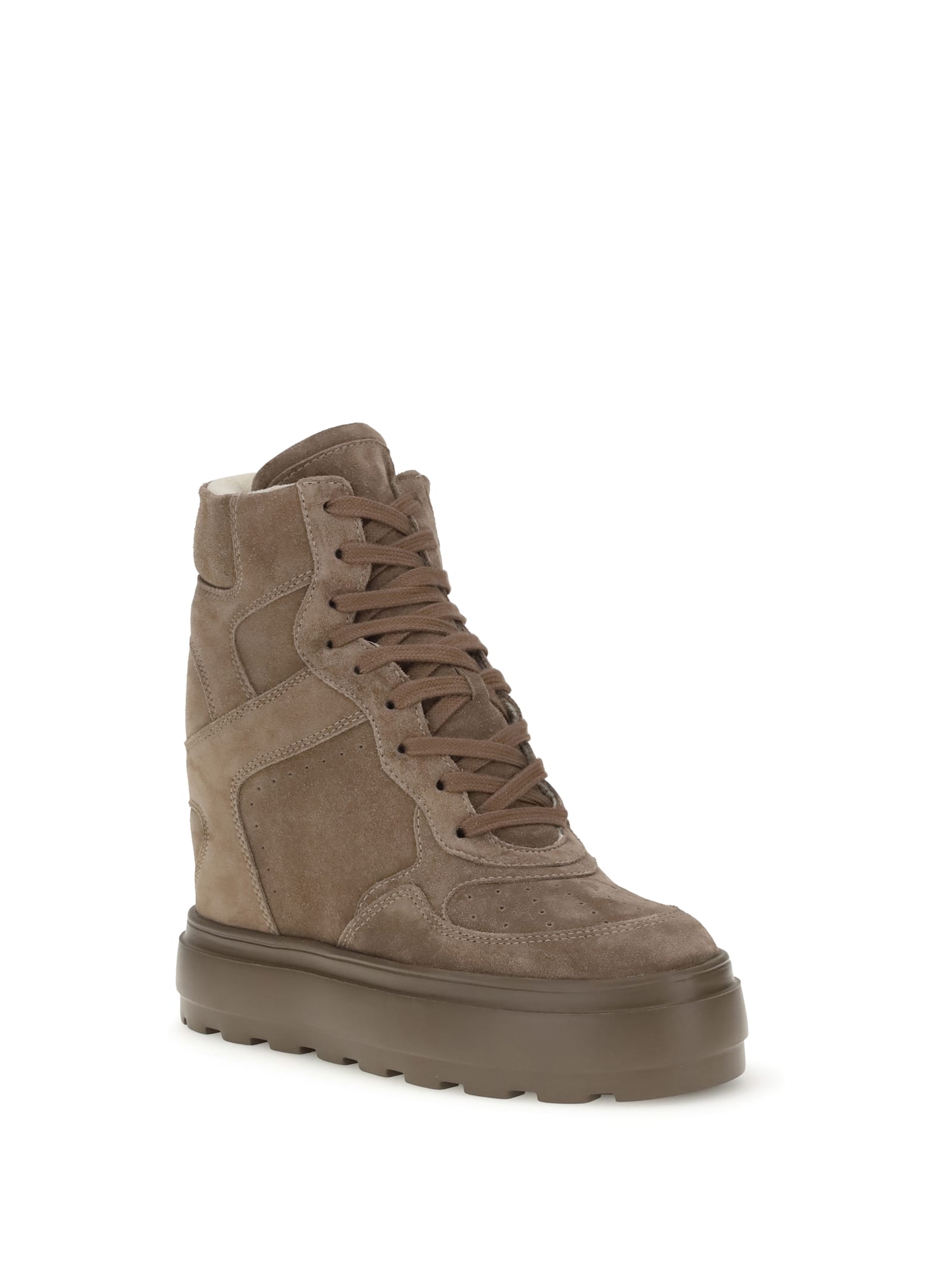 Casadei Wedge Sneakers In Brown