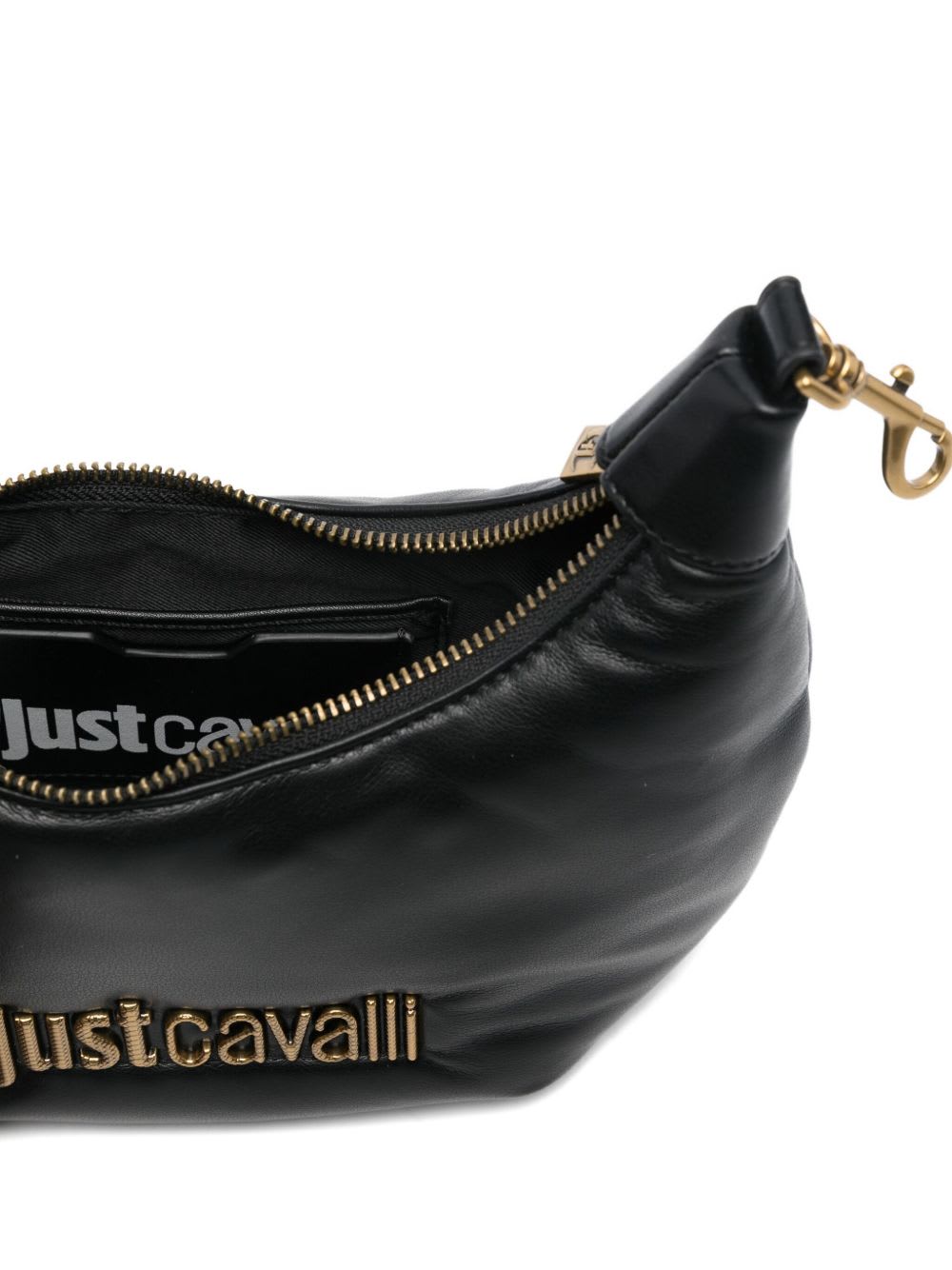 Just Cavalli Logo-plaque Chain Shoulder Bag In Black