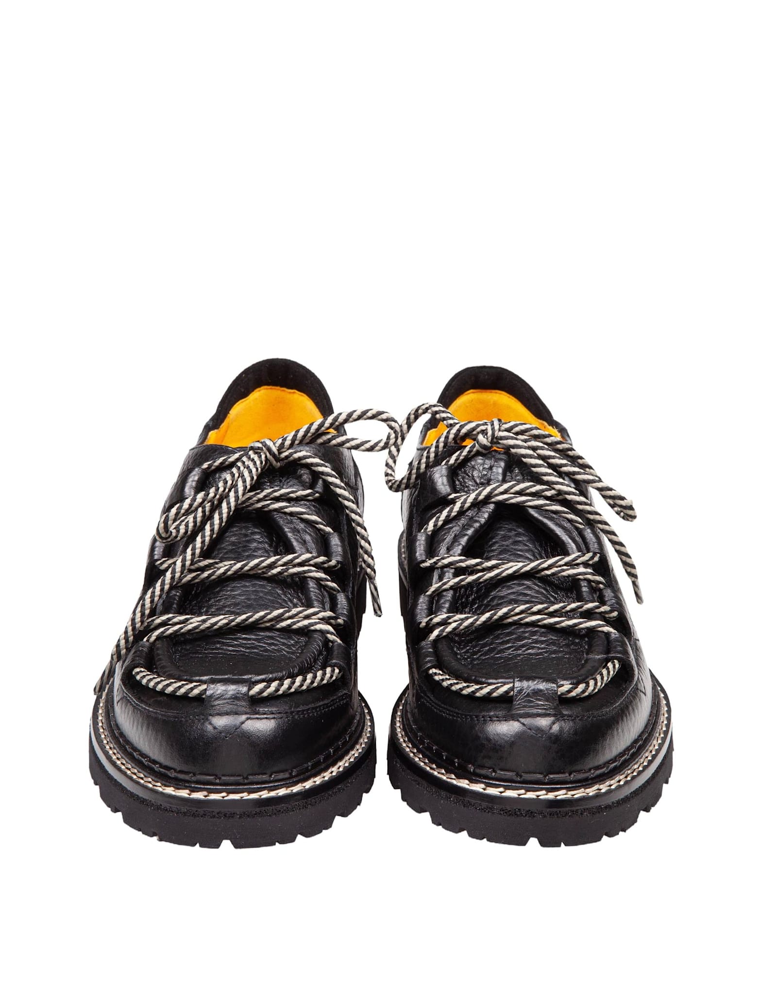 Shop Doucal's Parabout Hammered Leather Lace-up Shoe Black Color