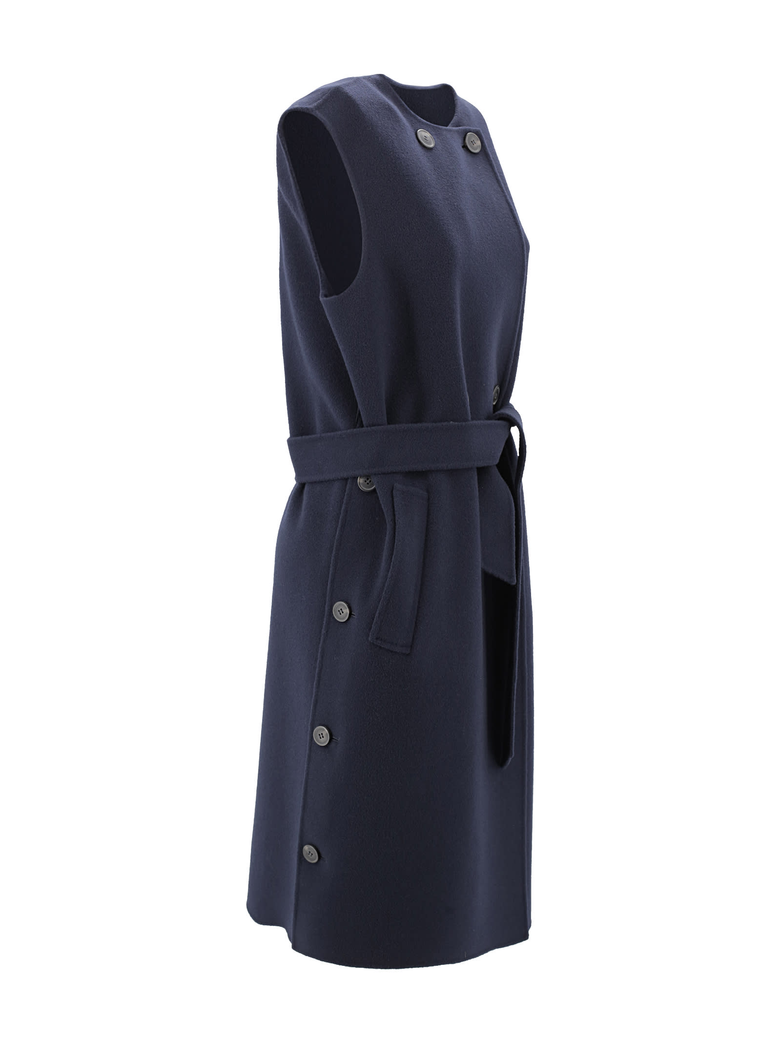 Shop Weekend Max Mara Double-breasted Wool Coat In Blue