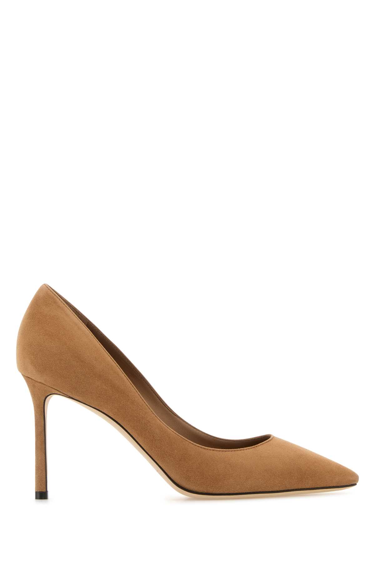 Jimmy Choo Camel Suede Romy 85 Pumps In Brown