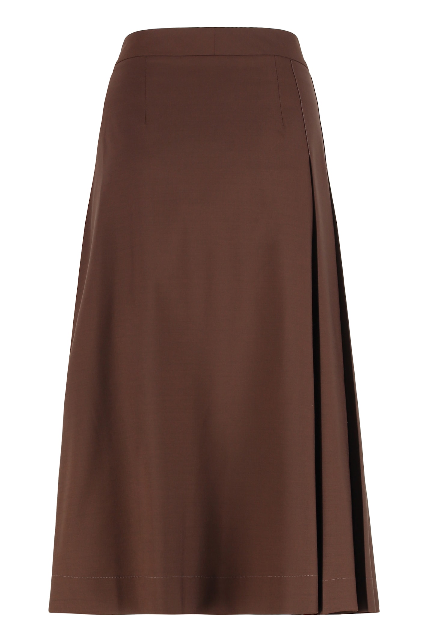 Fabiana Filippi Bistretch Wool Pleated Wrap Skirt In Brown
