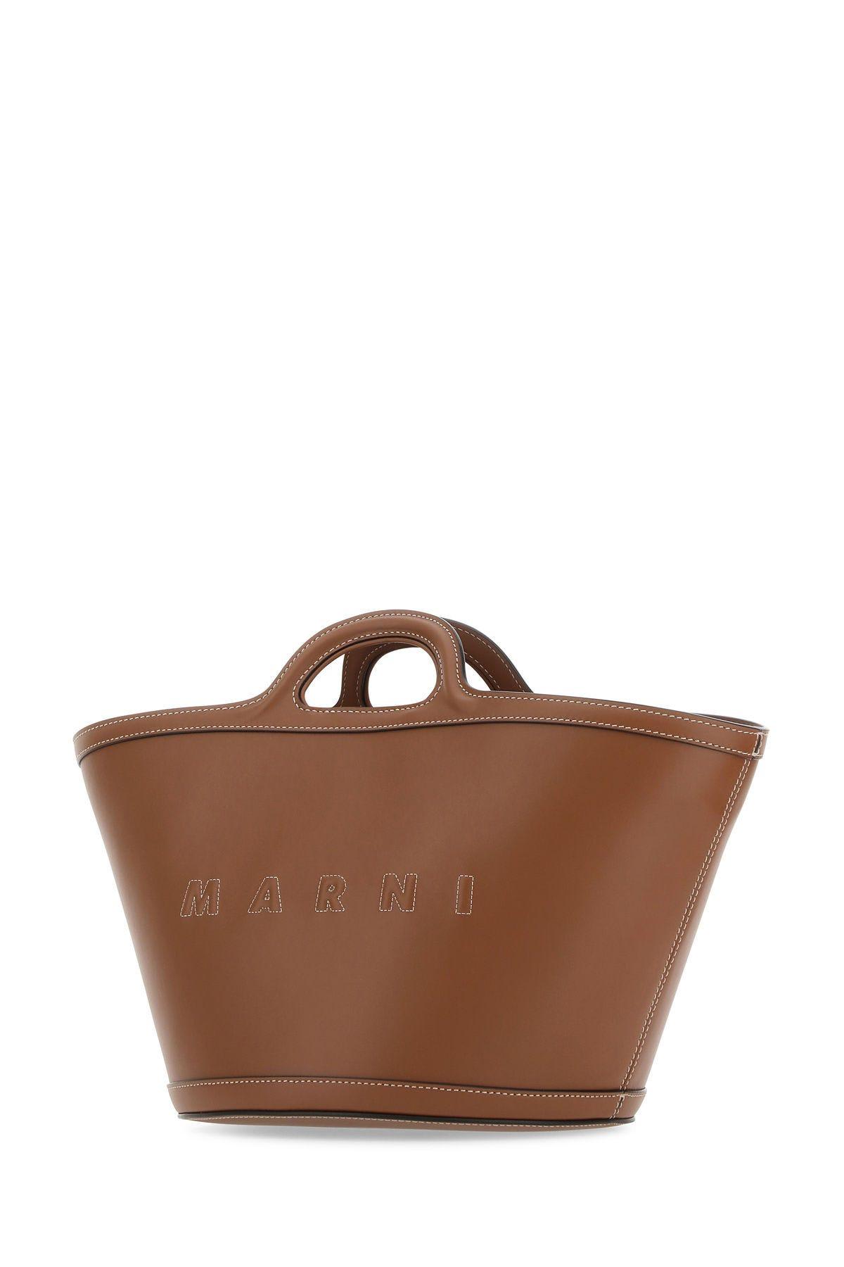 Shop Marni Brown Leather Small Tropicalia Handbag