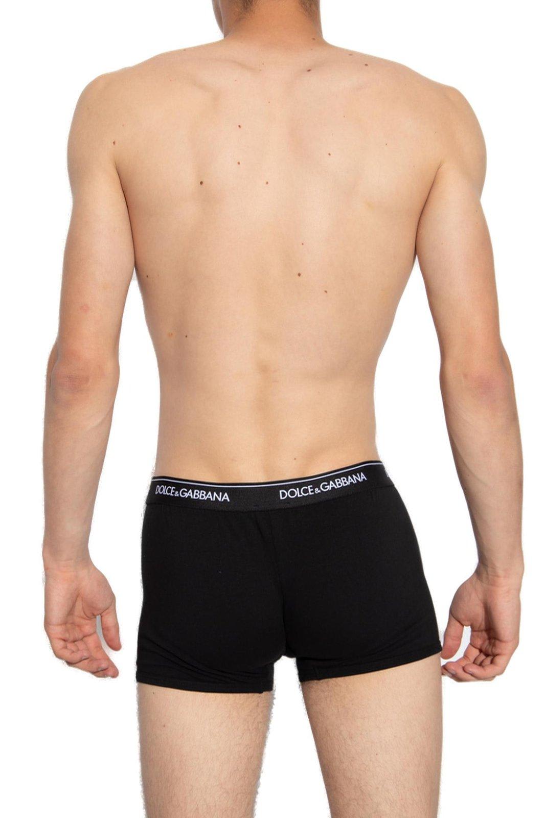 Shop Dolce & Gabbana Set Of Two Logo Waistband Boxers In Nero