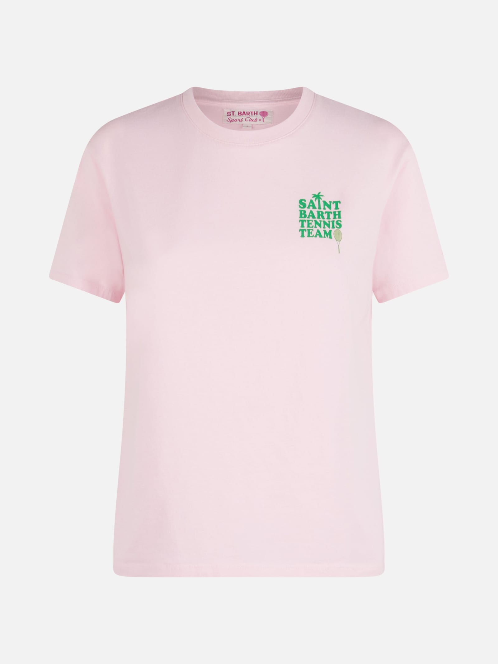 Mc2 Saint Barth Pink Cotton T-shirt With St Barth Tennis Team Print In Pink