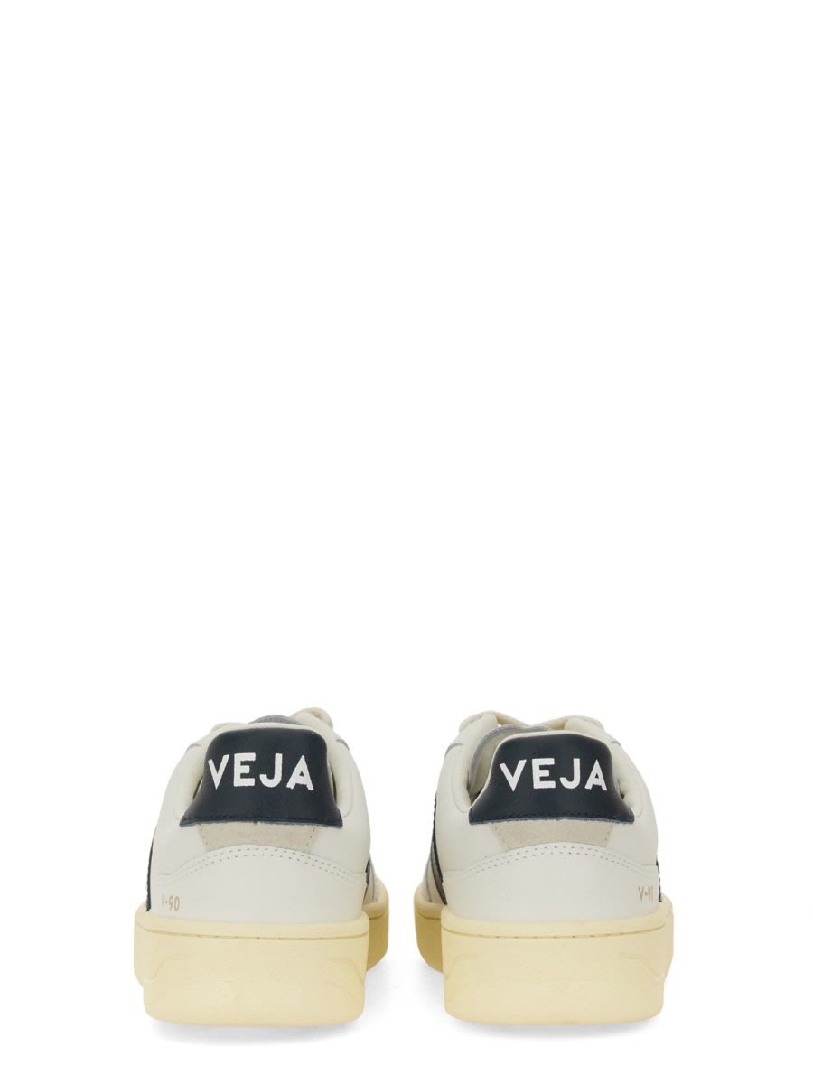 Veja V-90 Man Sneakers White Size 9 Leather In Multicolour