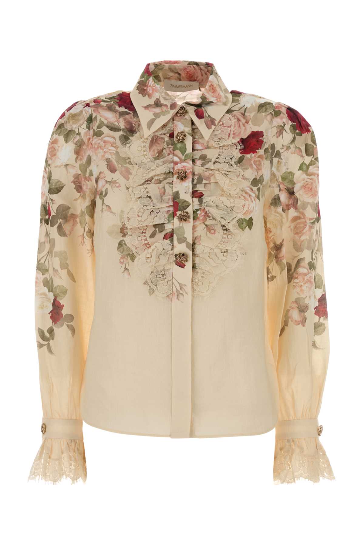 Zimmermann Printed Ramie Hypnotic Shirt In Brown