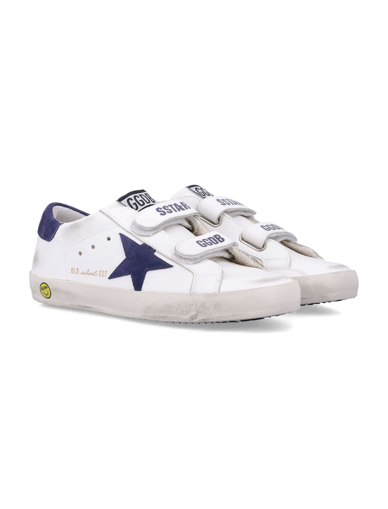 Golden Goose Kids Old School White And Blue Depths Sneakers In White