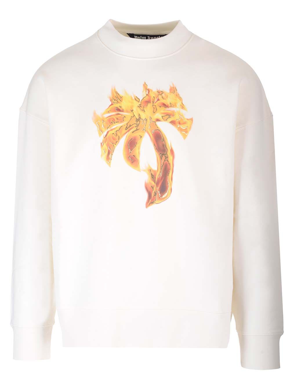 Shop Palm Angels Crewneck Sweatshirt In White