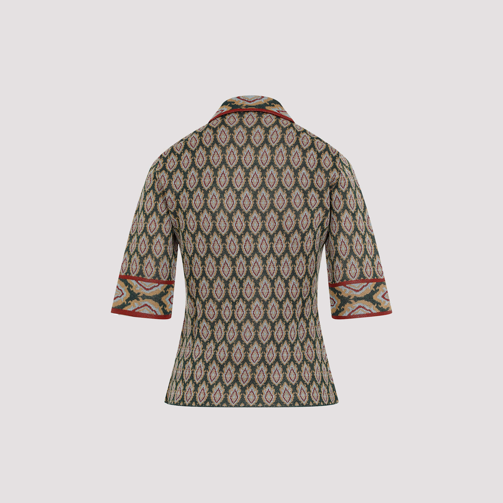 Shop Etro Knit Jacquard Polo In Verde