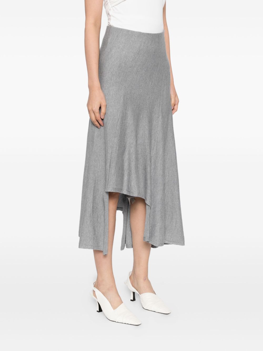 Khaite Miranda Wool Midi Skirt In Gray